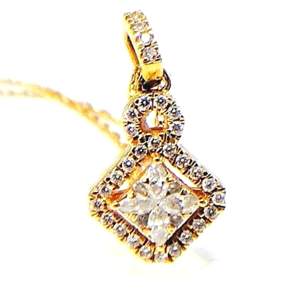 14K Gold .38 t.w. ct. Marquise-Cut and Round Diamonds 20" Pendant Necklace